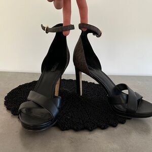 Designer Micheal Kors Chic Black Women's Heels with Ankle Strap